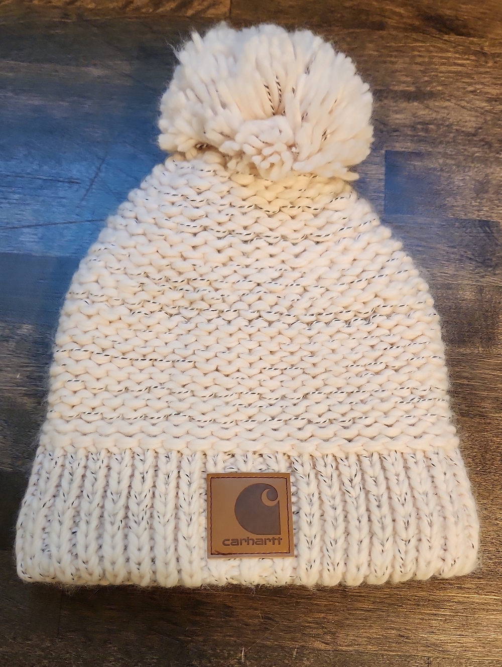 Carhartt Womens Light Pink Knit Pom Beanie Fleece Lining